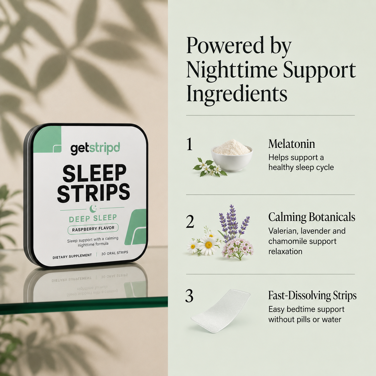 Getstripd SleepStrips Calm Night - Raspberry, 30-Day Supply