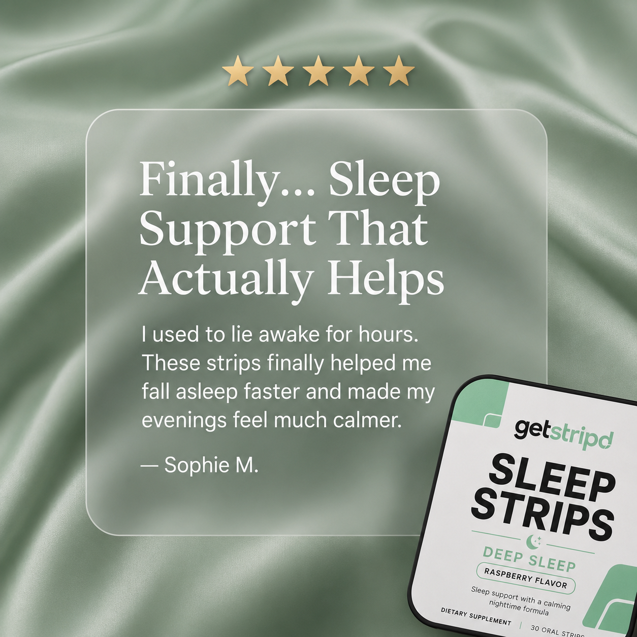 Getstripd SleepStrips Calm Night - Raspberry, 30-Day Supply